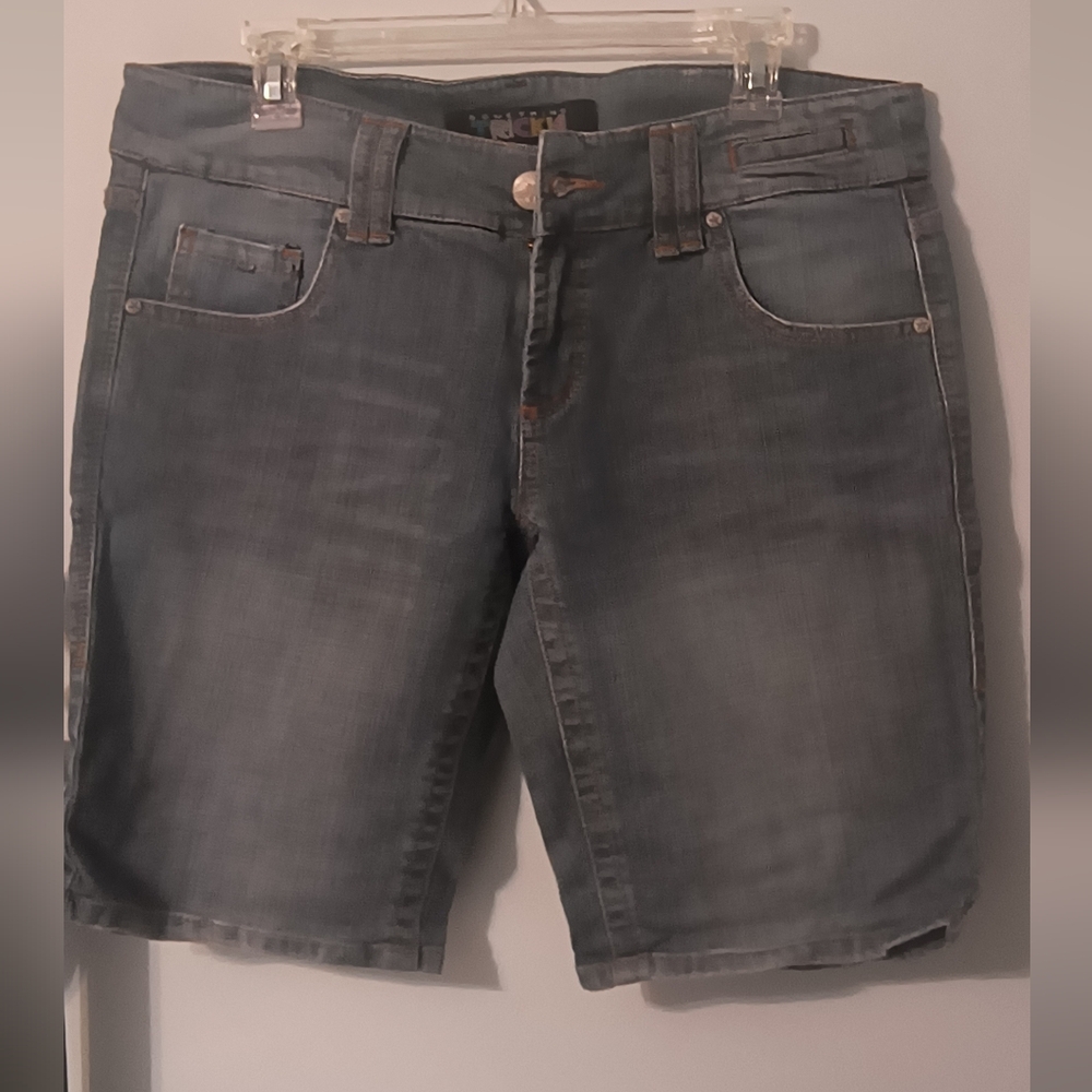 Stylish Long Faded Washed  Denim Shorts